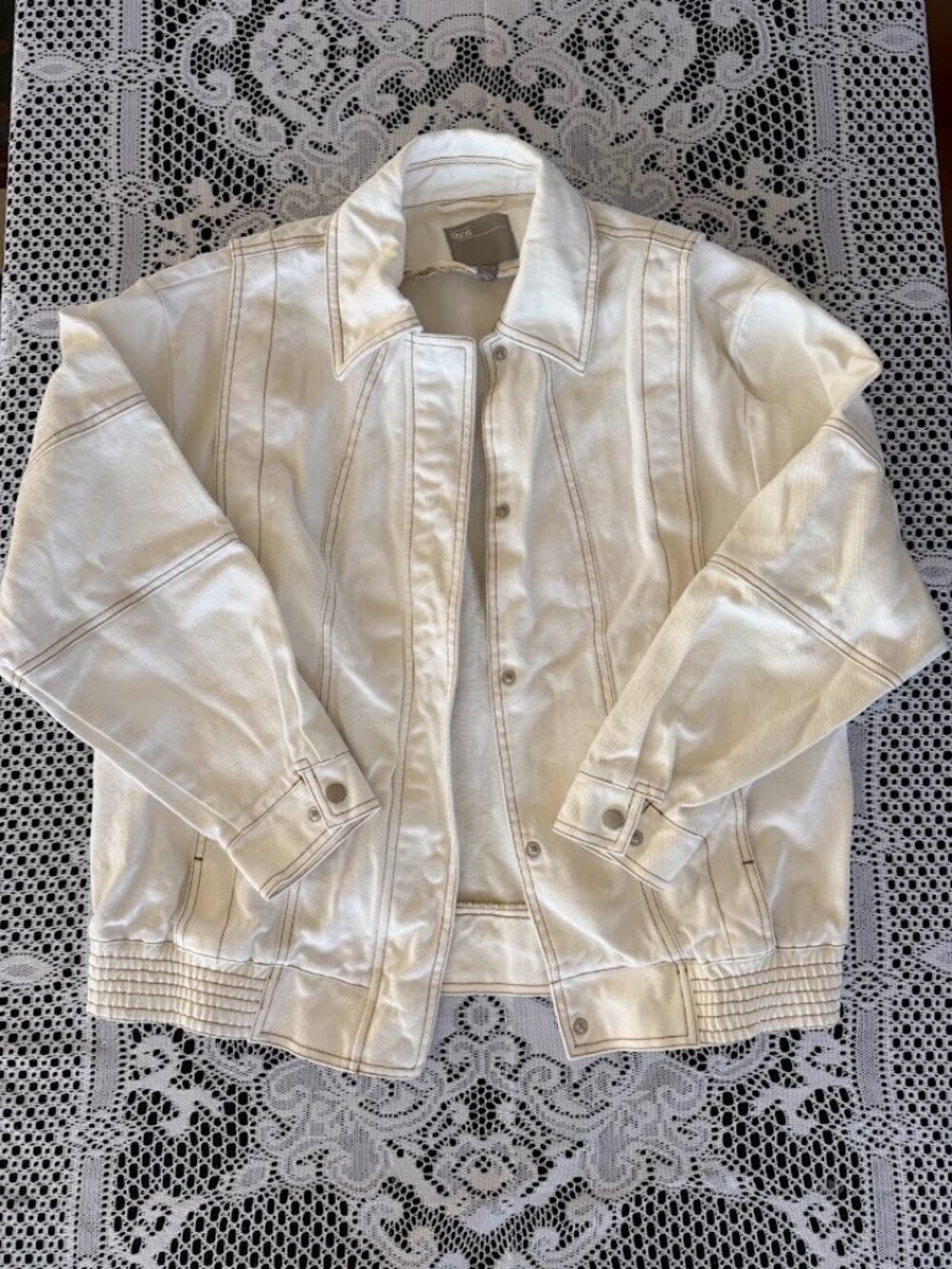 Denim Utility Bomber Jacket White - Size 4